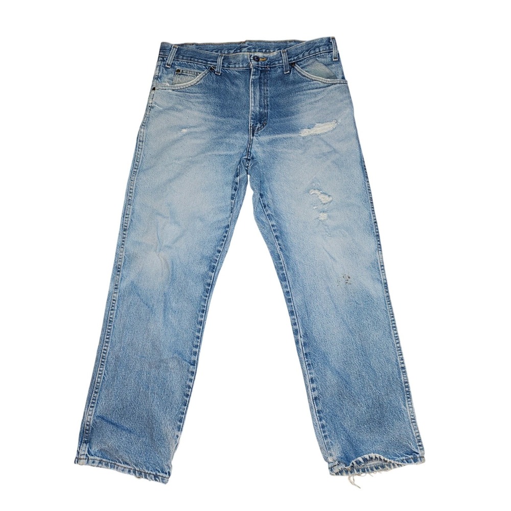 Distressed Light Wash Denim Workwear Jeans Pants Size 34x30 Grunge Utility‎ Mens
